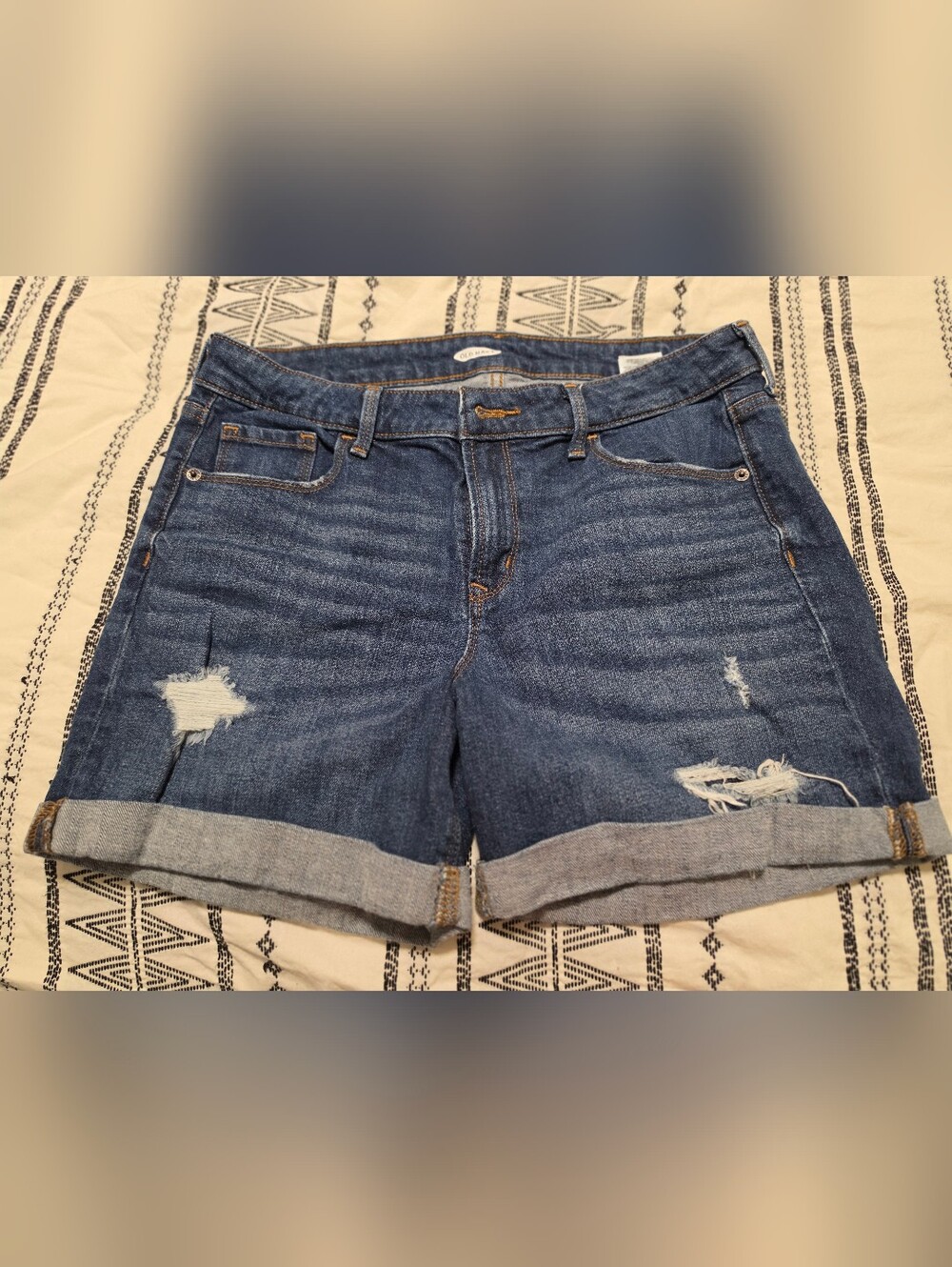 Old Navy Dark Blue Distressed Denim Shorts